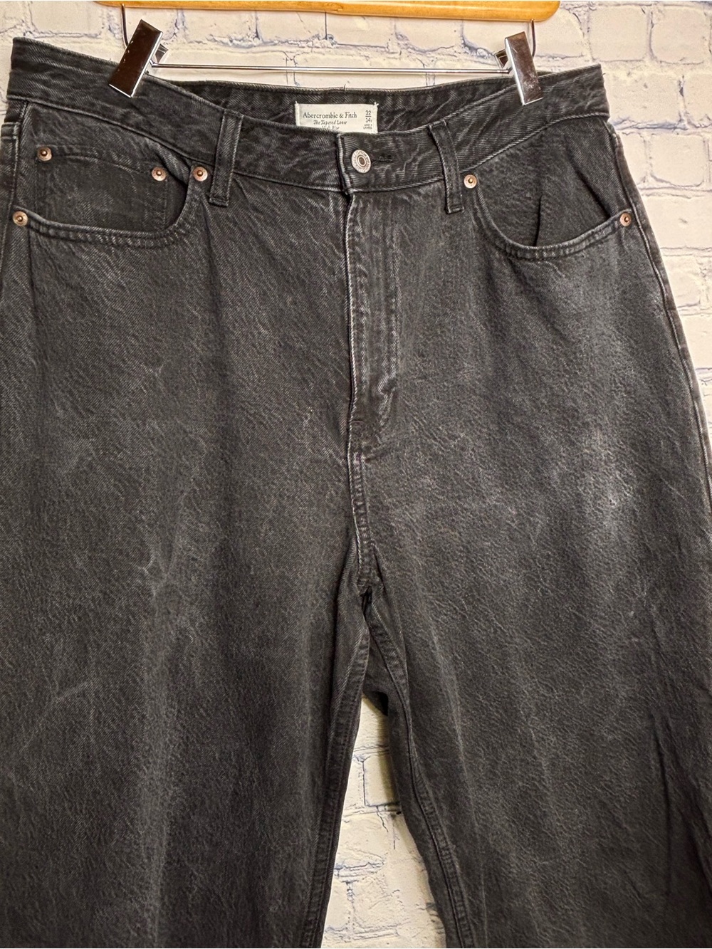 Abercrombie Curve Love High Rise 90s Relaxed Moto Streetwear Black Jeans 32